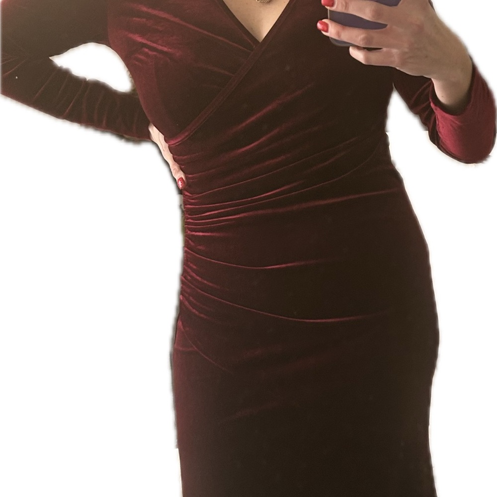 Elegant Burgundy Velvet Wrap Dress